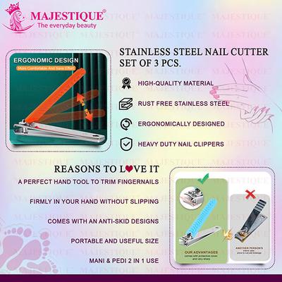 Majestique Nail Clippers Set, Sharp Stainless Steel, Fingernail and Toenail Cutter- Multicolor 1's - Body Scrubbers & Brushes