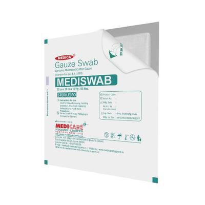 Medica Mediswab Gauze Swab 10 cm x 10 cm x 12 PLY 4's - Bandages & Dressings