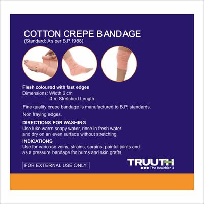 Truuth Crepe Bandage (6 cm x 4 mtr) - Bandages