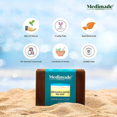 Medimade Exfoliate & Detox Sea Mud Premium Soap 100 gm - Soaps