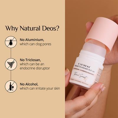 Carmesi Natural Deodorant Roll-On Combo of 3 Refreshing Fragrances, Controls Sweat & Odour 150 ml - Women Deodorants/Roll-Ons