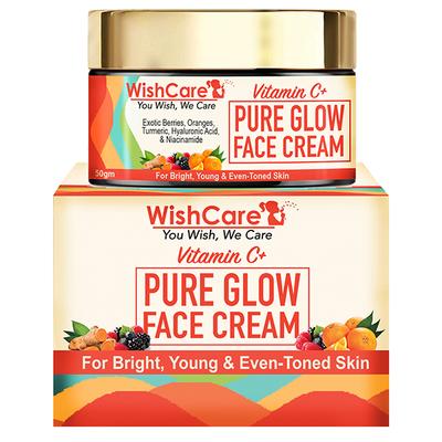 WishCare Vitamin C Purelow Face Cream for Women & Men - With Hyaluronic Acid Niacinamide Oranges Berries & Turmeric 50 gm - Day Cream