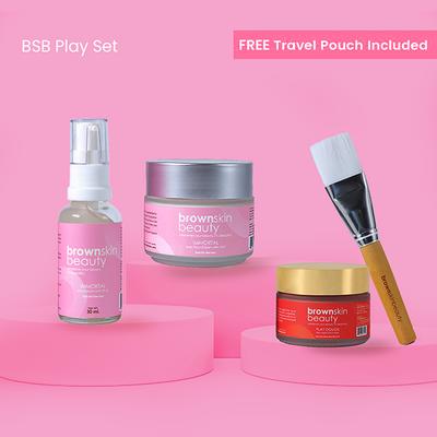 BrownSkin Beauty BSB Play Set Cleanse Hydrate Skincare Set with Free Travel Pouch 2's - Facial Kits