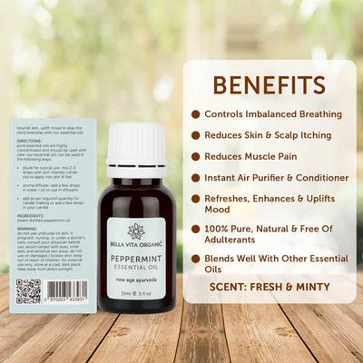 Bella Vita Organic Peppermint Essential Oil 15 ml - Massage Oils