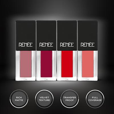 RENEE Check Matte Liquid Lip Color - (Combo Of 4) 10 ml - Liquid Lipsticks