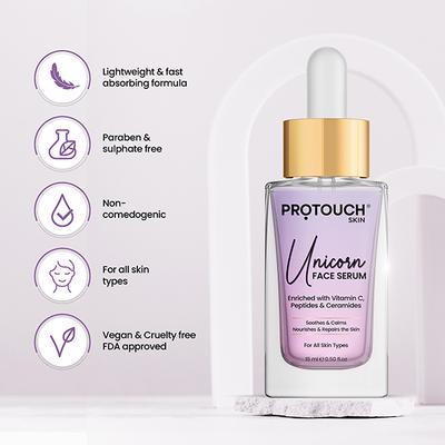 Protouch Unicorn Face Serum with Vitamin C, Niacinamide & Ceramides, Repairs, Hydrates & Brightens Skin 15ml - Face Moisturizers