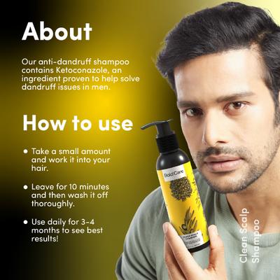 Bold Care Ketoconazole and Zinc Pyrithione Anti Dandruff Shampoo - For Men 200 ml - Shampoos