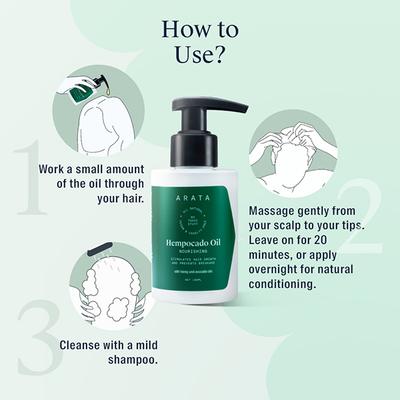Arata Natural Nourishing Hempocado Hair Oil With Hempseed & Avocado Oil 100 ml - Hair Oils