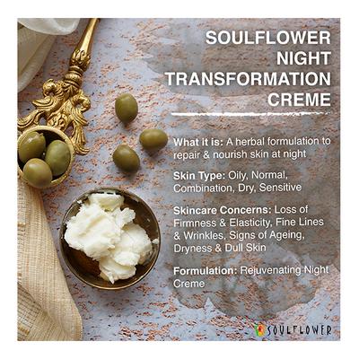 Soulflower Herbal Night Transformation Creme with Evening Primrose 60 gm - Night Cream