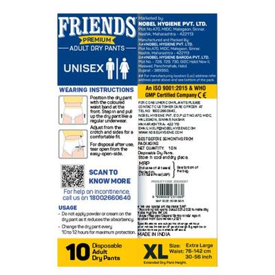 Friends Premium Adult Dry Pants (XL) 10's - Adult Diapers & Pads