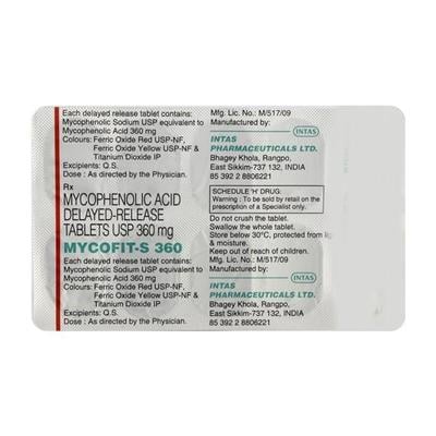 Mycofit S 360mg Tablet 10'S - Auto Immune Disease-Imm