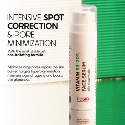 Cos IQ Niacinamide Vitamin B3 20 percent High Dose Face Serum With 4 percent Multi Peptide Complex and 2 percent HA 30 ml - Face Serum