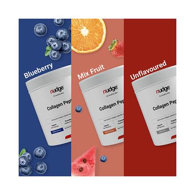 Nudge Wellness Collagen Peptide Hydrolyzed Collagen Peptide Powder Sourced From France Blueberry Flavour 210 gm - Hair & Skin