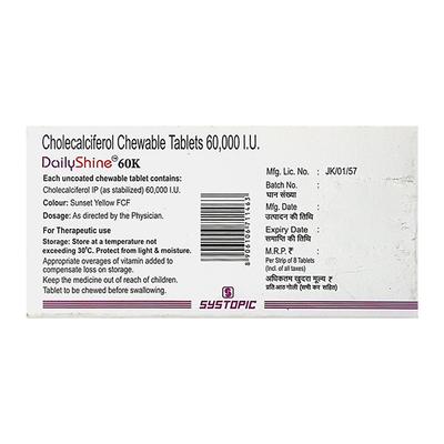 Dailyshine 60K Sugar free Orange Flavour Tablet 8'S - Supplements-Vit