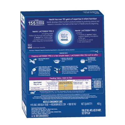 Nestle LACTOGEN PRO 2 Follow Up Formula with Probiotic L.reuteri After (After 6 to 12 months) 400 g - Baby And Infant Supplements
