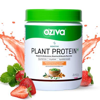 Oziva Bioactive Plant Protein (25G Vegan Protein) For Endurance & Muscle Recovery Plant-Based Protein (500G, Strawberry) 1's - Multi-Vitamins
