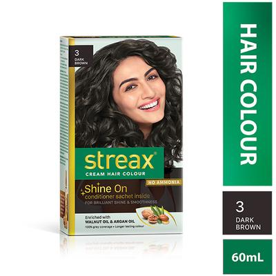 Streax Hair Colour - Dark Brown (35gm+25ml) 1's - Crème