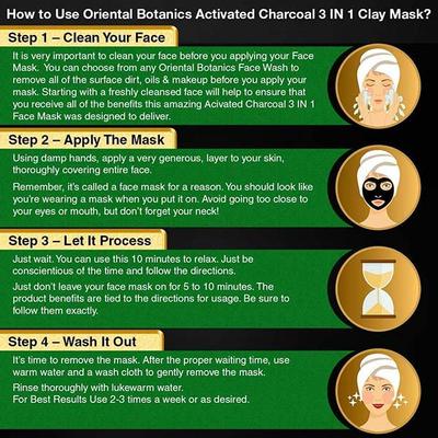 Oriental Botanics Activated Charcoal 3 In 1 Clay Mask 100 gm - Masks & Peels