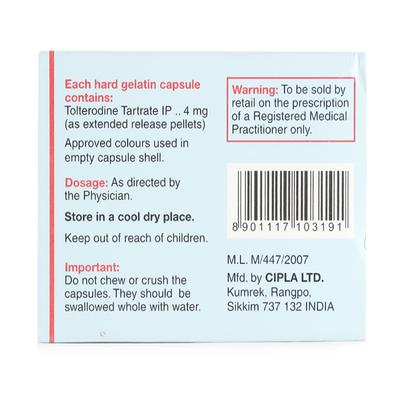 Terol LA 4mg Capsule 10'S - Bladder And Prostate Disorders-Dru