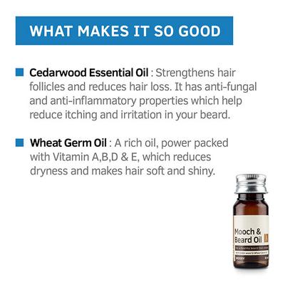 Ustraa Mooch & Beard Oil - Cedarwood & Wheat Germ Oil Woody 35ml - Beard Oil