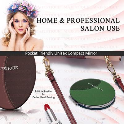 Majestique Round Latherite Finish Compact Mirror Fc85- Easy To Hold - Color May Vary 1's - Mirror