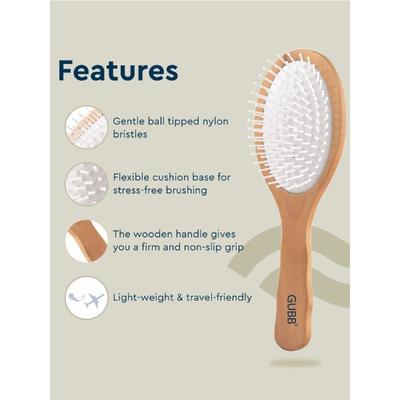 GUBB Oval Brush, Oval Cushion Wooden Hair Brush Broad - Wooden Hues 1's - Hair Brushes