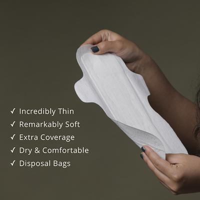 Carmesi Eco-Conscious Sanitary Pads (XXl) Rash-Free Eco-Friendly Periods - with Disposal Bags 10's - Maternity Pads