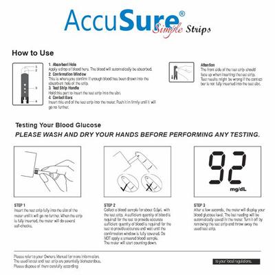 AccuSure Simple Gluco Test Strip 100's - Blood Glucose Monitors/Strips