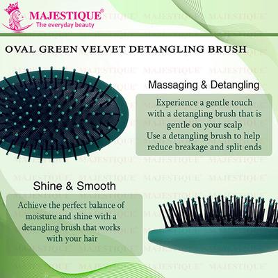 Majestique Oval Shape Detangling Brush for Curly Hair for Men, Women - Velvet Green 1's - Loofahs & Sponges