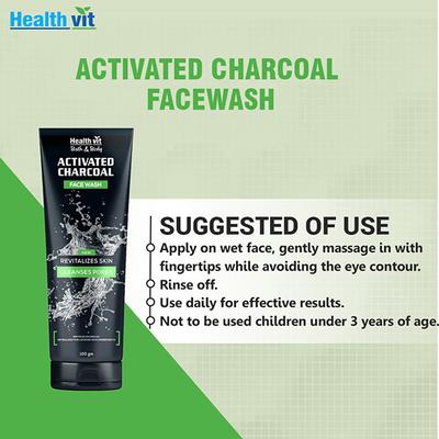 Healthvit Activated Charcoal Facewash 100 gm - General Health