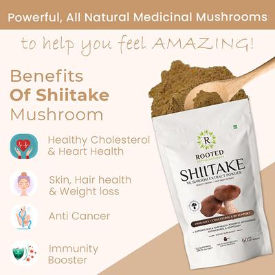 Rooted Active Naturals Shiitake Mushroom Extract Powder 60 gm - Pure Herbs