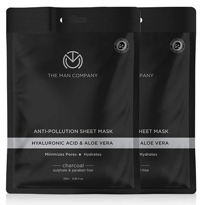 The Man Company Charcoal Face Sheet Mask - 25 ml (Pack of 2) 1's - Sheet Masks