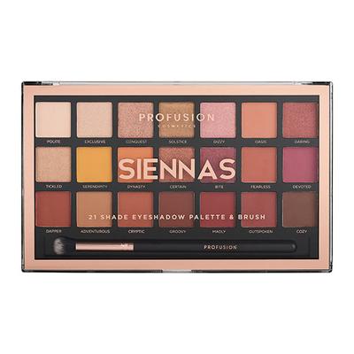Profusion Cosmetics 21 Shade Eye Shadow Pallete & Brush - Siennas 33.6g - Eye Shadow Palettes