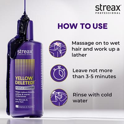 Streax Professional Yellow Deleted! Purple Shampoo 300 ml - Shampoos