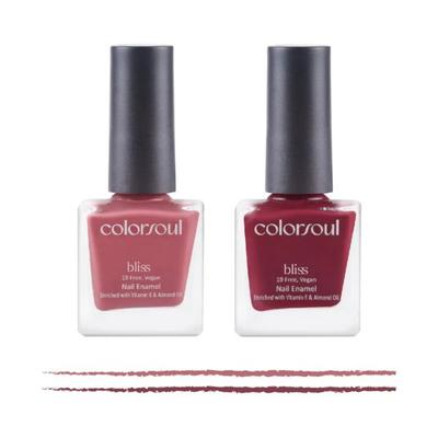 Colorsoul Bliss Vegan Nail Enamel, Ballerina Pink, Candy Floss, B05, B04 (Pack of 2 x 8 ml) 1's - Nail Polish