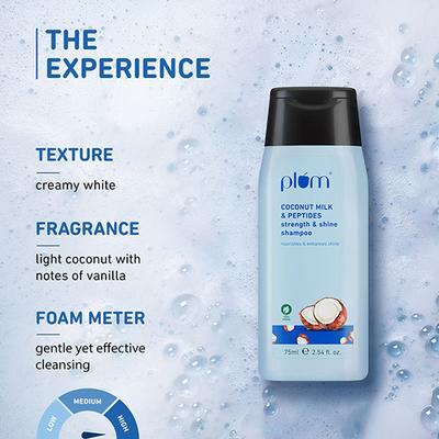 Plum Coconut Milk & Peptides Strength & Shine Shampoo 100% Vegan 75 ml - Shampoos