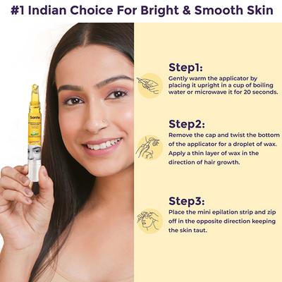 Sanfe Eyebrow & Facial Waxing Pen For Women, Reusable Up To 20 Time, Hair Removal Wax Pen, Up To 8 Weeks, 1 Pen + 10 Strips 1's - Hair Waxes