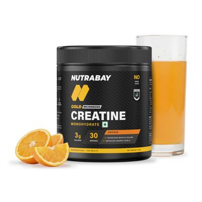 Nutrabay Gold Micronized Creatine Monohydrate Powder - Orange 120 g - Workout Essentials