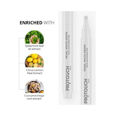 Protouch Pearl White Drops, Teeth Whitening Pen Gel, Whiter Teeth & Fresher Breath for a Brighter Smile on-the-go, Enamel Safe 2.8ml - Tooth Powder