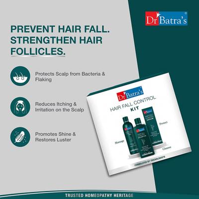 Dr. Batra's Hair Fall Control Kit - Hair Oil 200 ml, Shampoo 200 ml & Hair Fall Control Serum 125 ml - Shampoos