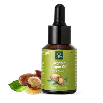 Organic Harvest Cold Pressed Pure Argan Oil of Morocco, For Healthy Hair & Skin Luminosity-Unbleached & Unrefined-Sulphate & Paraben free 30 ml - Hair Oils