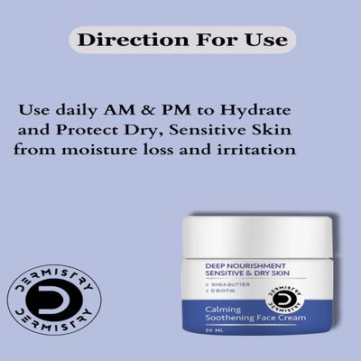 Dermistry Sensitive & Dry Skin Calming Soothening Body Milk Lotion 200 ml + Sensitive And Dry Skin Calming Soothening Face Cream 50 ml - Face Creams