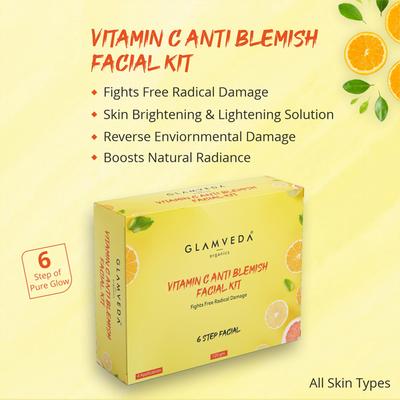 Glamveda Vitamin C Brightening and Anti Blemish Facial Kit 120 gm - Facial Kits