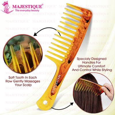 Majestique Premium Long Handle and Extra Wide Comb for Detangler Shampoo Comb - Multicolor 1's - Hair Combs