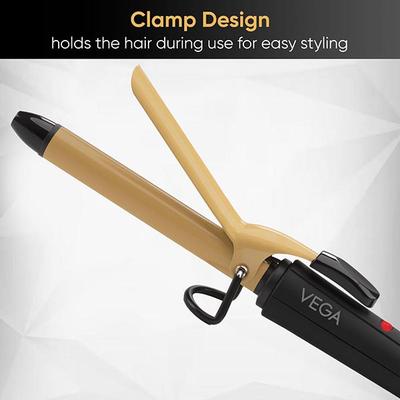 Vega Ease Curl Hair Curler 25 mm With Ceramic Coated Barrel (VHCH-02) Black 1's - Multi-Stylers