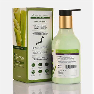 VIA TOKYO ORGANIC Lemongrass & Ginseng Body Lotion for Nourishing Skin, No Sulphates, No Paraben 285 ml - Lotions & Creams