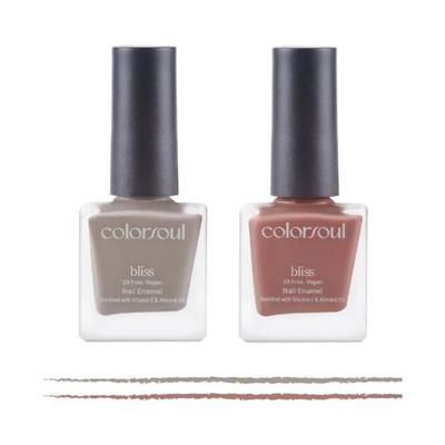 Colorsoul Bliss Vegan Nail Enamel, Summer Trail, Velvet Mist, B11, B12 (Pack of 2 x 8 ml) 1's - Nail Polish