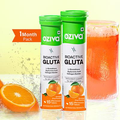 Oziva Bioactive Gluta With L-Glutathione To Reduce Pigmentation, 15 Tablets, Orange Zing 70 gm - Multi-Vitamins