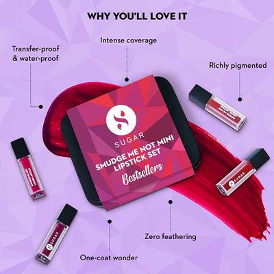 Sugar Cosmetics Smudge Me Not Mini Lipstick Set - Bestseller 4.4 gm - Lip Kits & Palettes