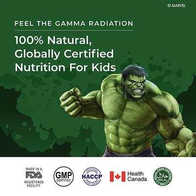 Wellbeing Nutrition Marvel Marvel Hulk Melts Kids Vegan Algae Omega-3(EPA and DHA) Alpha GPC Lutein (30 Strips) - Multi-Vitamins